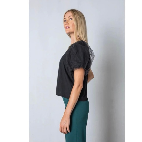 Vestique Black Puff Sleeve Tee Size Large - Picture 7 of 7